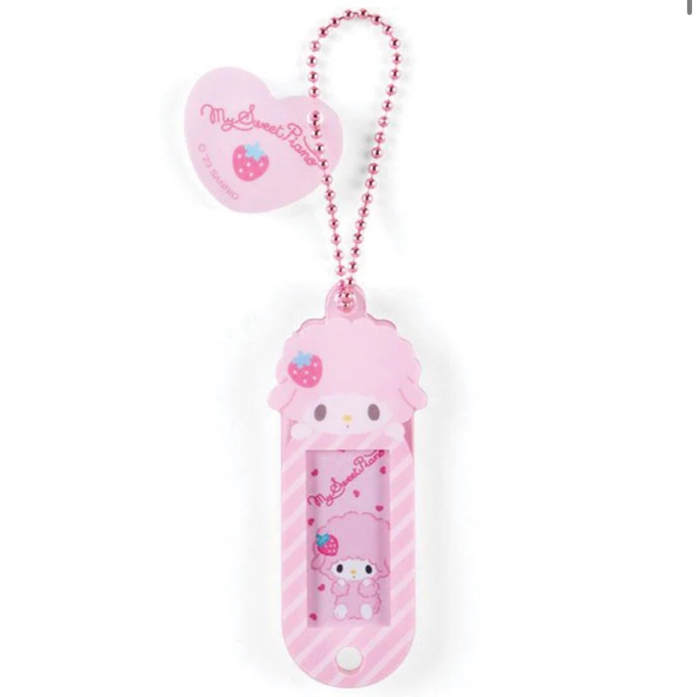 ✅Sanrio Name Tag Keychain My Sweet Piano with heart and strawberry!
